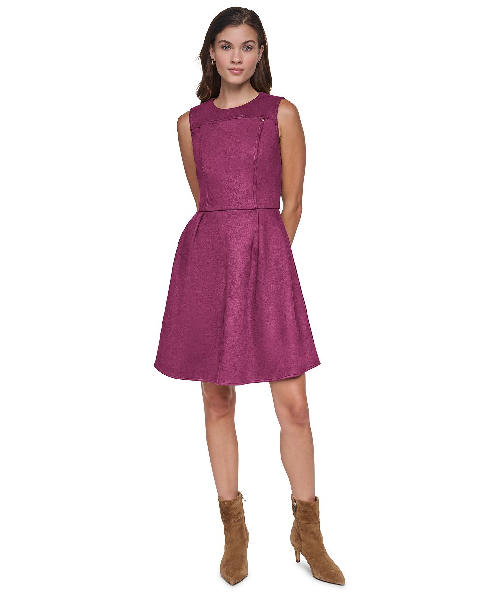 Halston Женское Crew Neck Fit & Flare Dress
