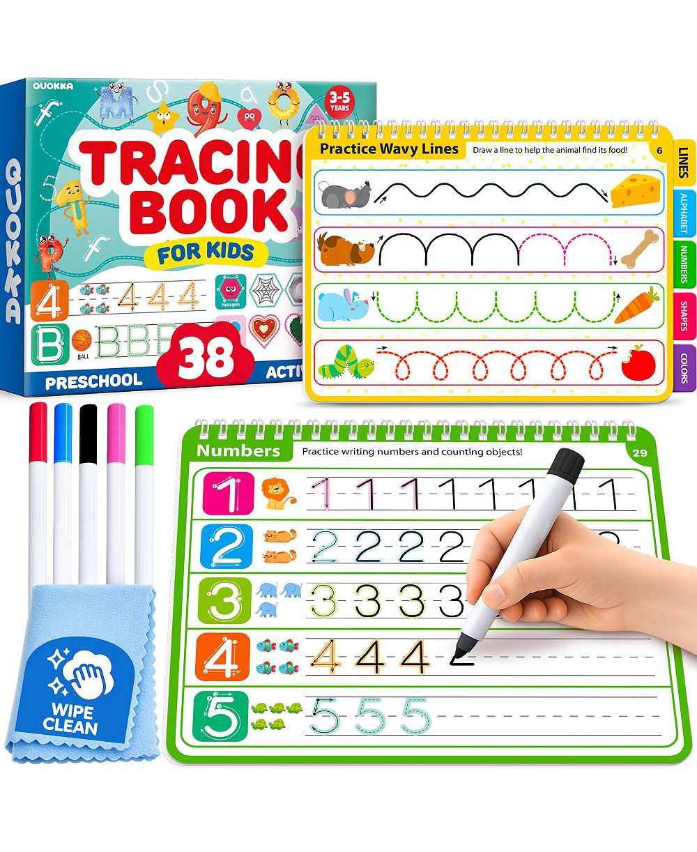 Quokka Dry-Erase Tracing Workbook, Ages 3-5