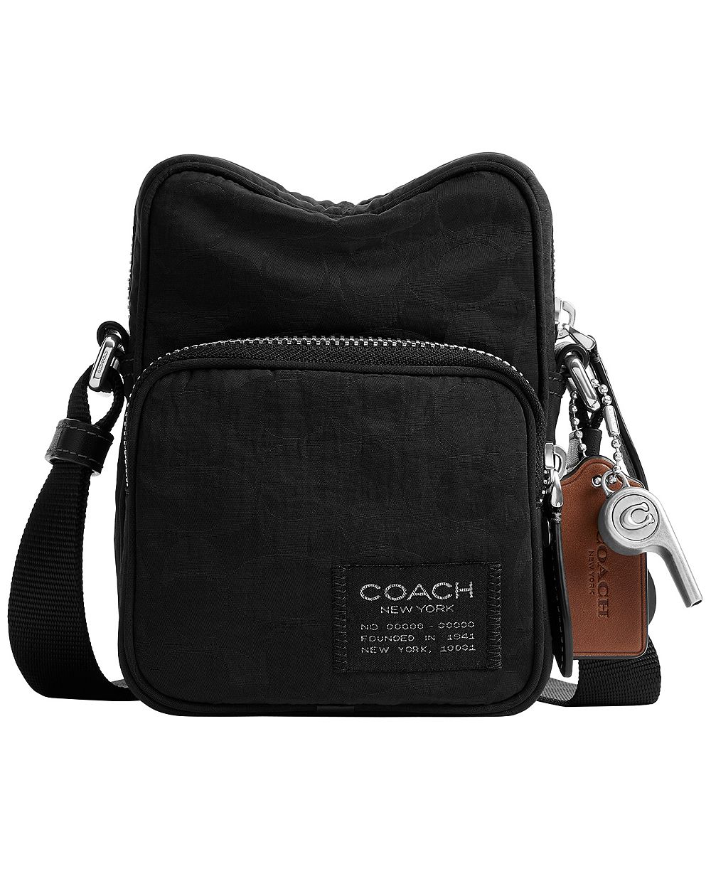COACH Men's Locke Signature Nylon Jacquard Adjustable Strap Crossbody Bag
