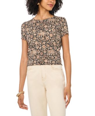 Женская футболка Vince Camuto Keyhole Back Floral Crewneck