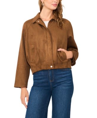 Женский бомбер Vince Camuto Raglan-Sleeve Faux-Suede