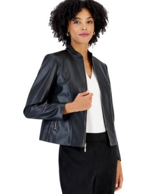 Женская куртка Kasper Petite Moto Fitted Zipper-Pocket