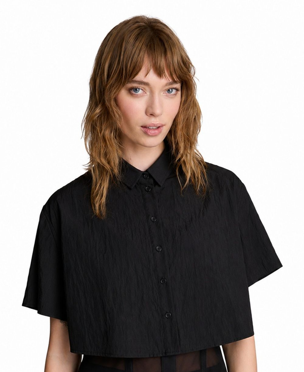 Kenneth Cole Женская укороченная рубашка с коротким рукавом