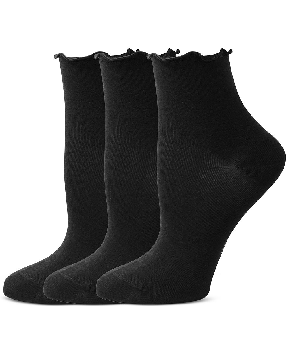 Hue Women's Ruffle Edge Ankle Sock, 3 Pack