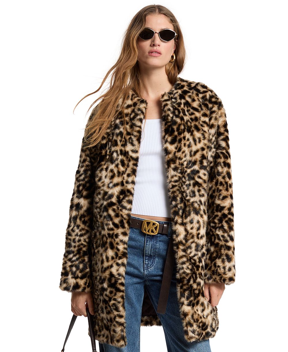 Michael Kors Women's Leopard-Print Faux Fur Coat