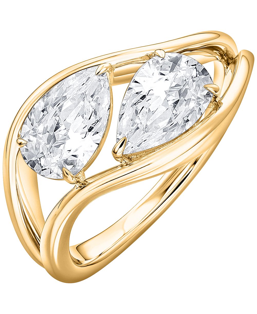 Macy's Lab-Grown Diamond 2-Stone Pear Shape Ring (2 ct. t.w.) in 14k Yellow Gold