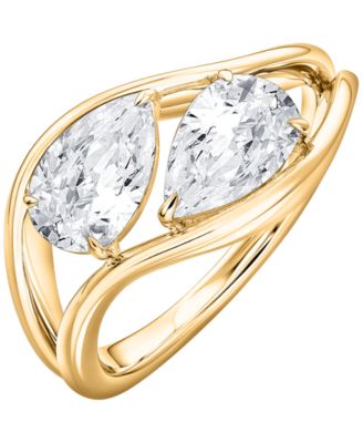 Macy's Lab-Grown Diamond 2-Stone Pear Shape Ring (2 ct. t.w.) in 14k Yellow Gold
