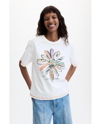 Desigual Women's Floral Print T-shirt 100% Cotton