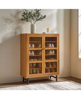 Clihome Shoe Cabinet with Shutter Doors, 6-Tier Entryway Shoe Cabinet with Adjustable Shelves, Wooden Rack Organizer