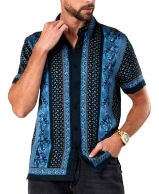 GUESS Мужская рубашка с коротким рукавом, классическим кроем и узором пейсли Hugh Paisley Charm
