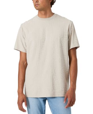 GUESS Men's Allover Jacquard Classic-Fit Crewneck T-Shirt