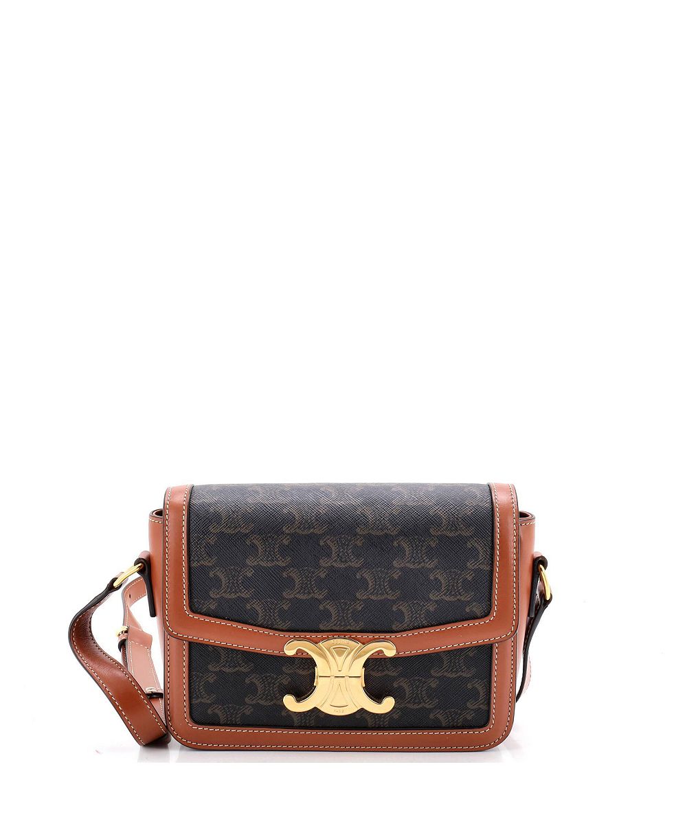 Pre-Owned Celine Teen Triomphe Shoulder Bag Triomphe Coated Canvas