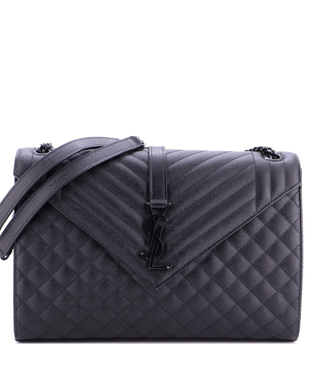 Б/у сумка-сэтшель Saint Laurent Large Classic Monogram Envelope из комбинированной кожи мателасе