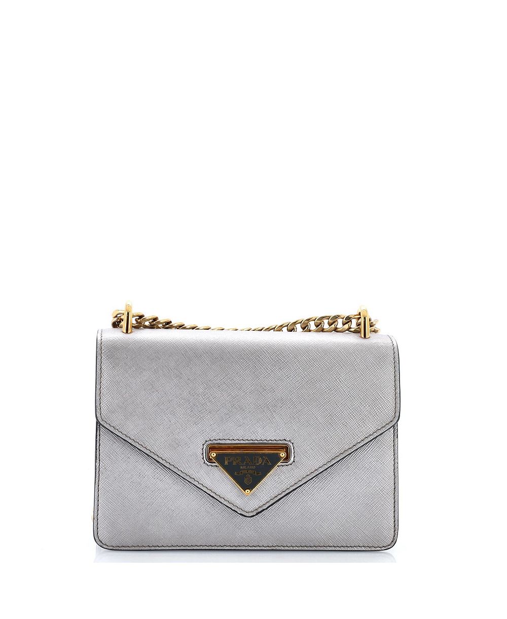 Б/у сумка Prada Small Envelope Flap на цепочке из кожи Saffiano
