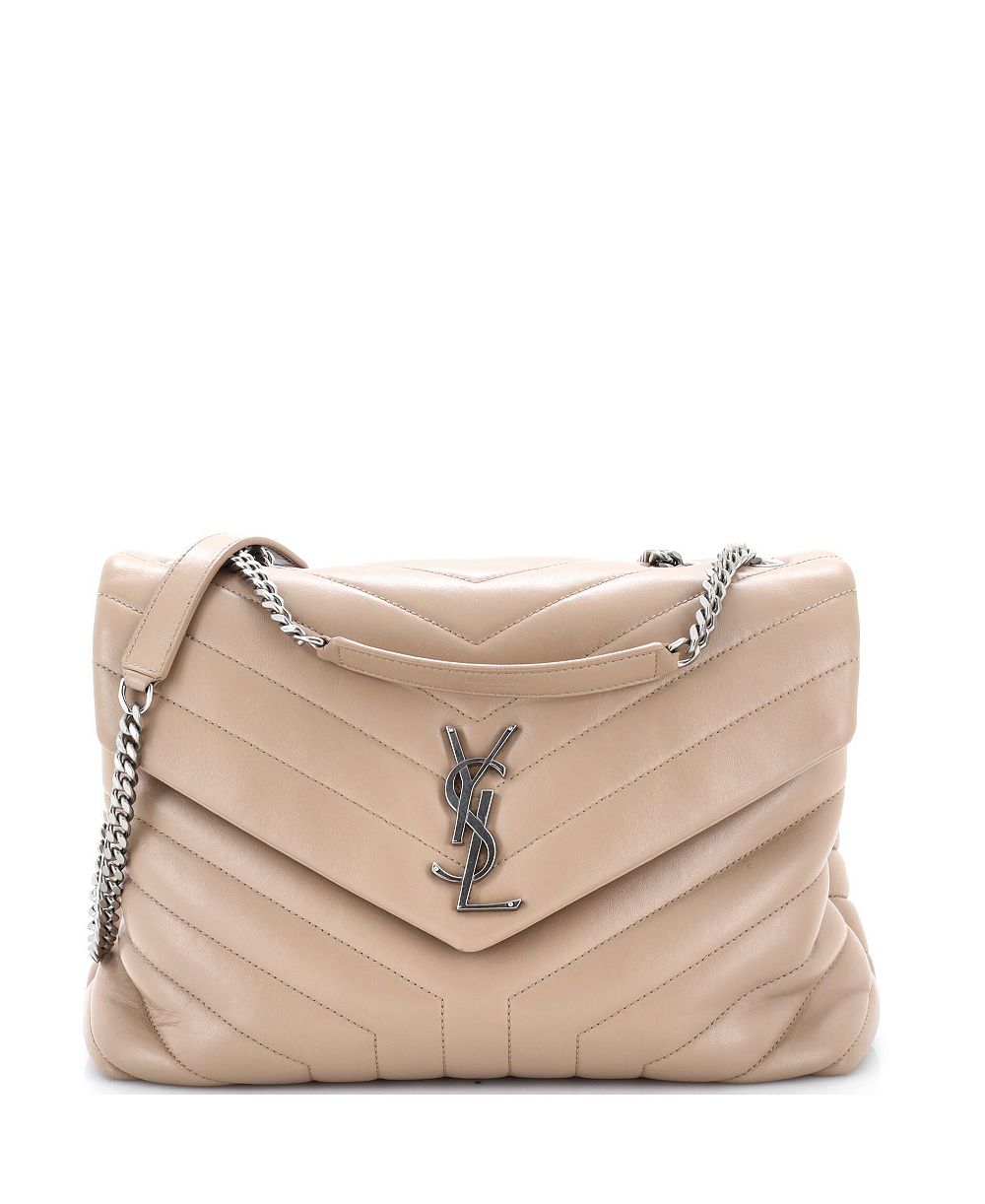 Pre-Owned Saint Laurent средняя сумка через плечо Loulou из стеганой кожи с узором шеврон