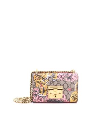 Pre-Owned Gucci Small Padlock Shoulder Bag Bengal Print GG Coated Canvas