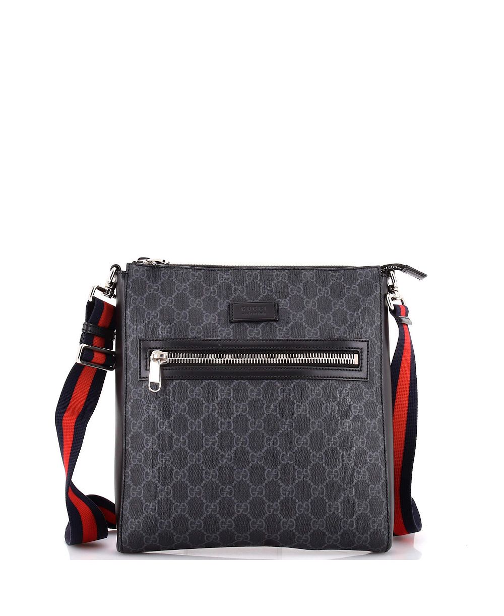 Pre-Owned Gucci Medium Web Strap Front Zip Messenger Bag GG Coated Canvas