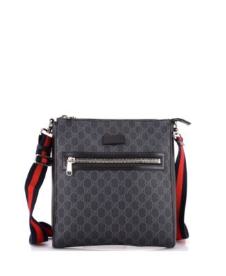 Pre-Owned Gucci Medium Web Strap Front Zip Messenger Bag GG Coated Canvas