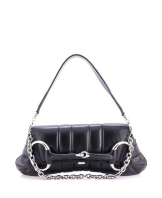 Б/у стеганая кожаная сумка на плечо Gucci Large Horsebit Chain