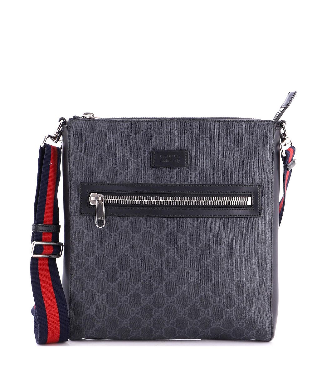 Б/у сумка-мессенджер Gucci Medium Web Strap с фронтальной молнией, покрытие GG Coated Canvas