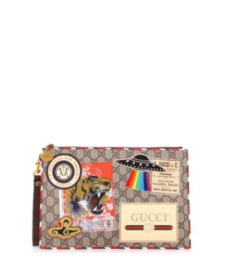 Б/у сумка-пауч Gucci Courrier GG из покрытого холста с аппликацией