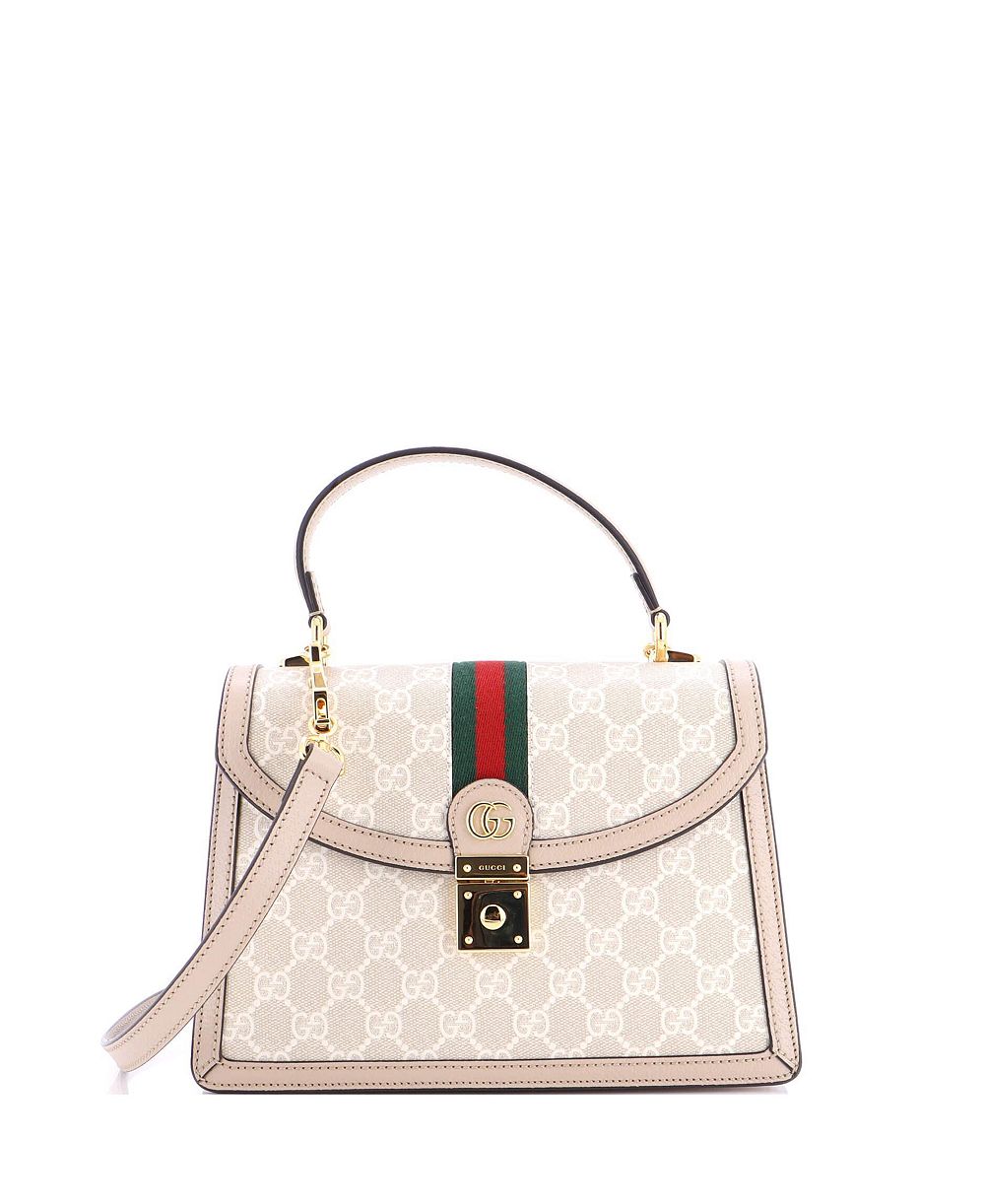 Pre-Owned Gucci Small Ophidia Flap Top Handle Bag GG Coated Canvas