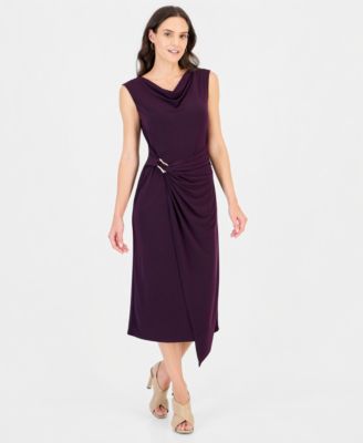 Connected Women's Cowl Neck Sleeveless Wrap Dress