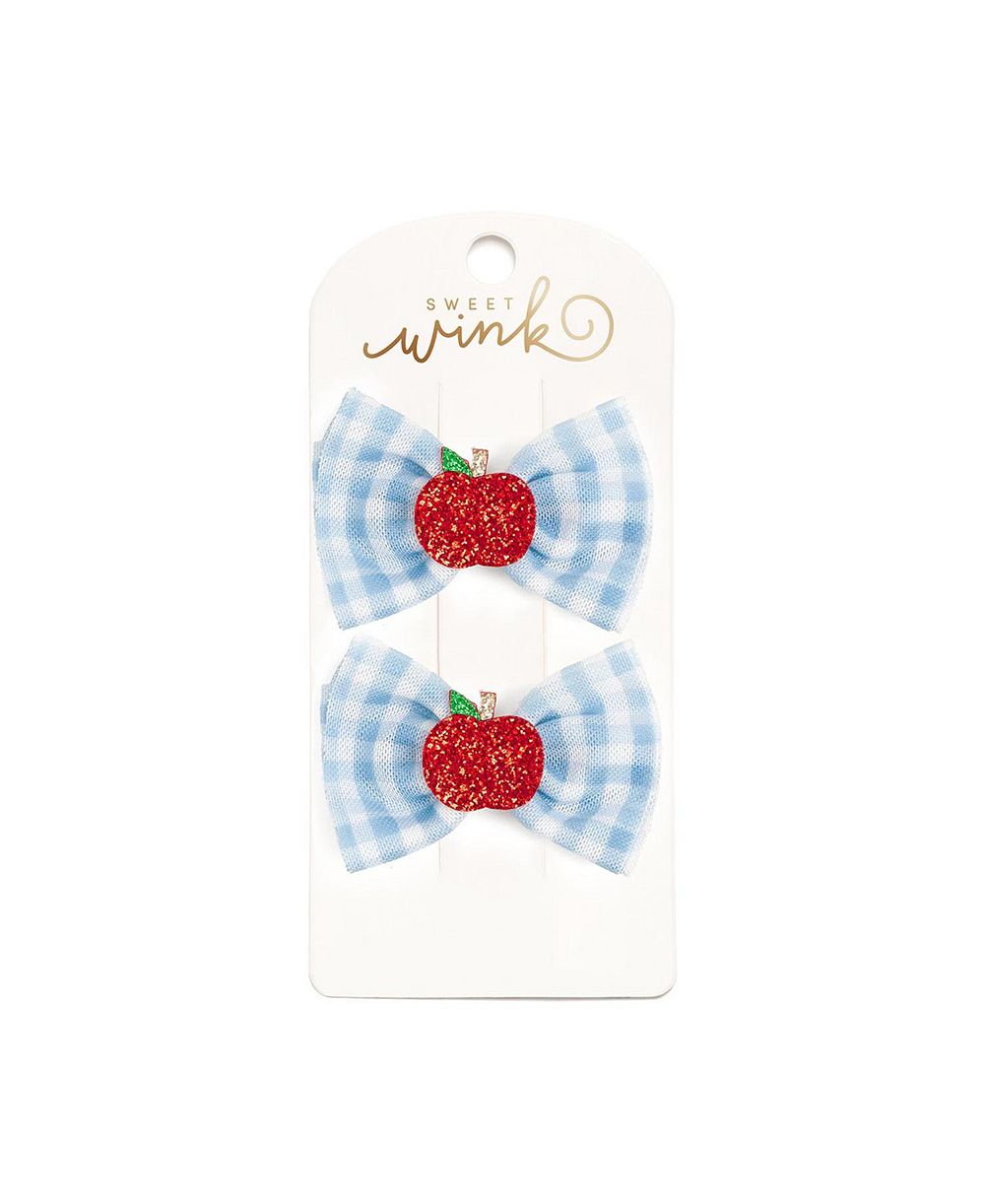 Sweet Wink набор из двух заколок для волос с узором яблока в клетку для девочек