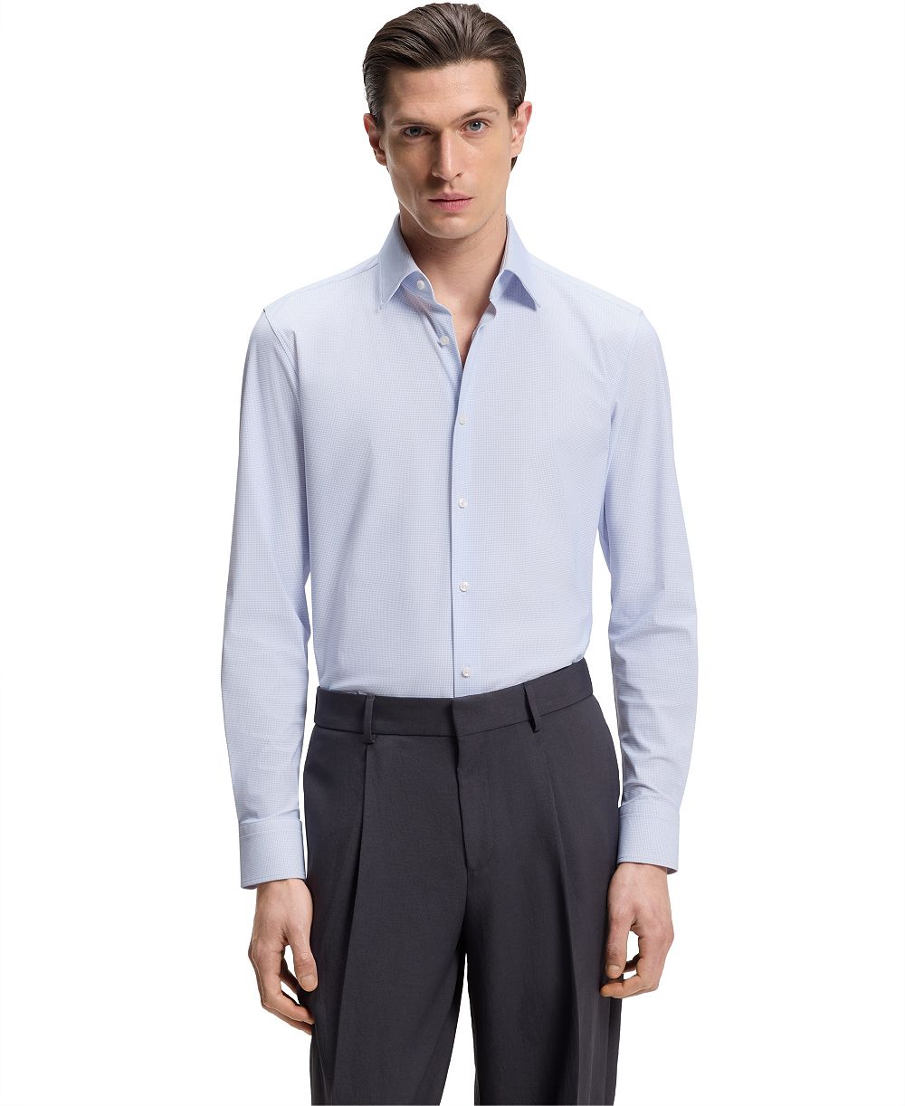 BOSS Slim-Fit классическая рубашка из эластичной ткани с принтом
