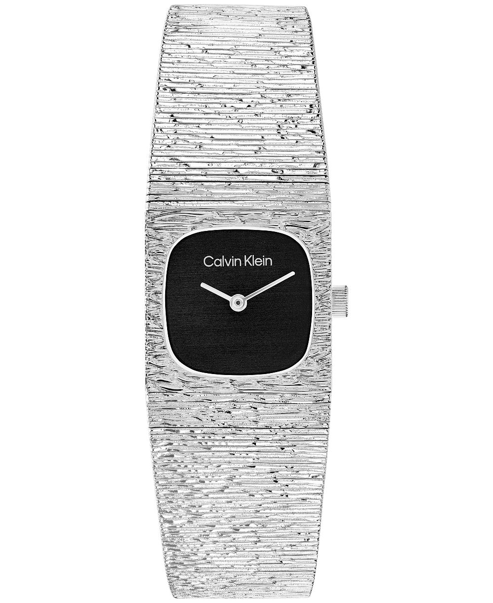 Женские часы Calvin Klein Square Silver-Tone Stainless Steel Mesh Bracelet 20mm