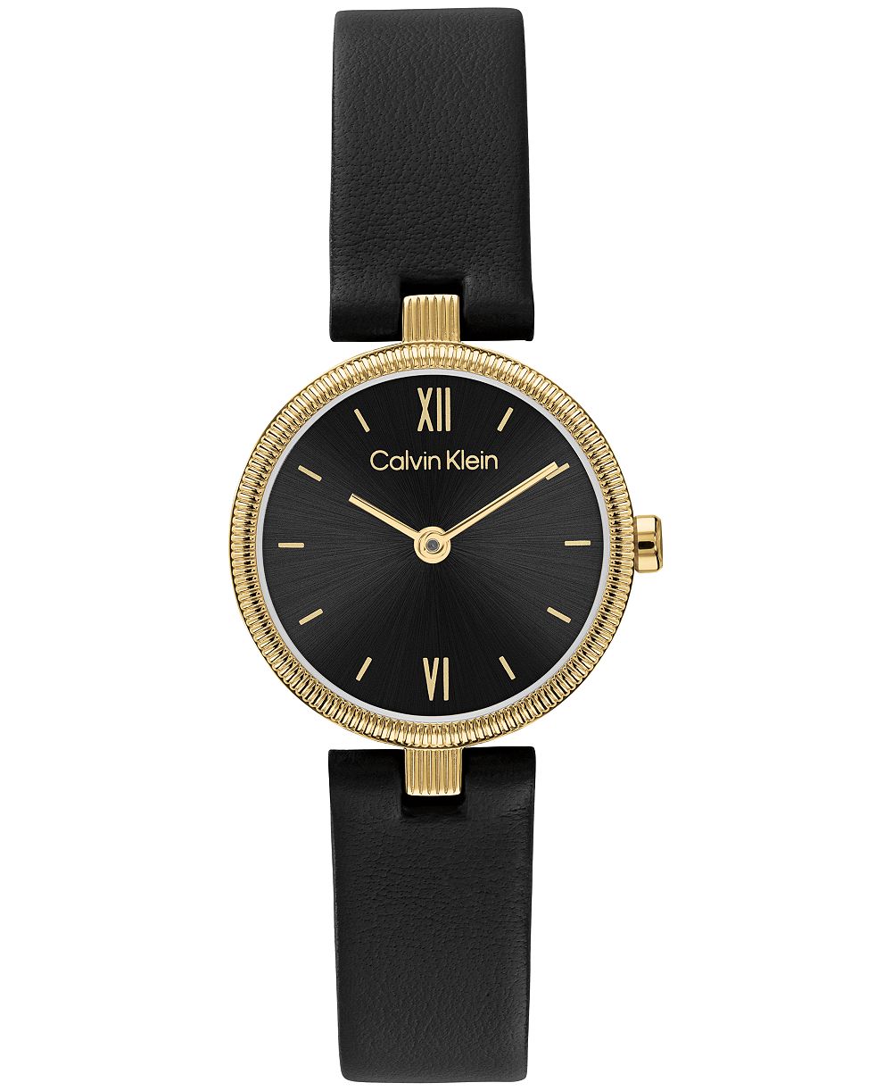 Женские часы Calvin Klein Gleam Black Leather Strap 24mm