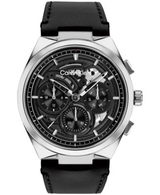 Мужские часы Calvin Klein Distinguish Skeleton Black Leather Strap 44mm