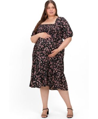 Платье миди Pinkblush Women's Maternity Floral Smocked Plus