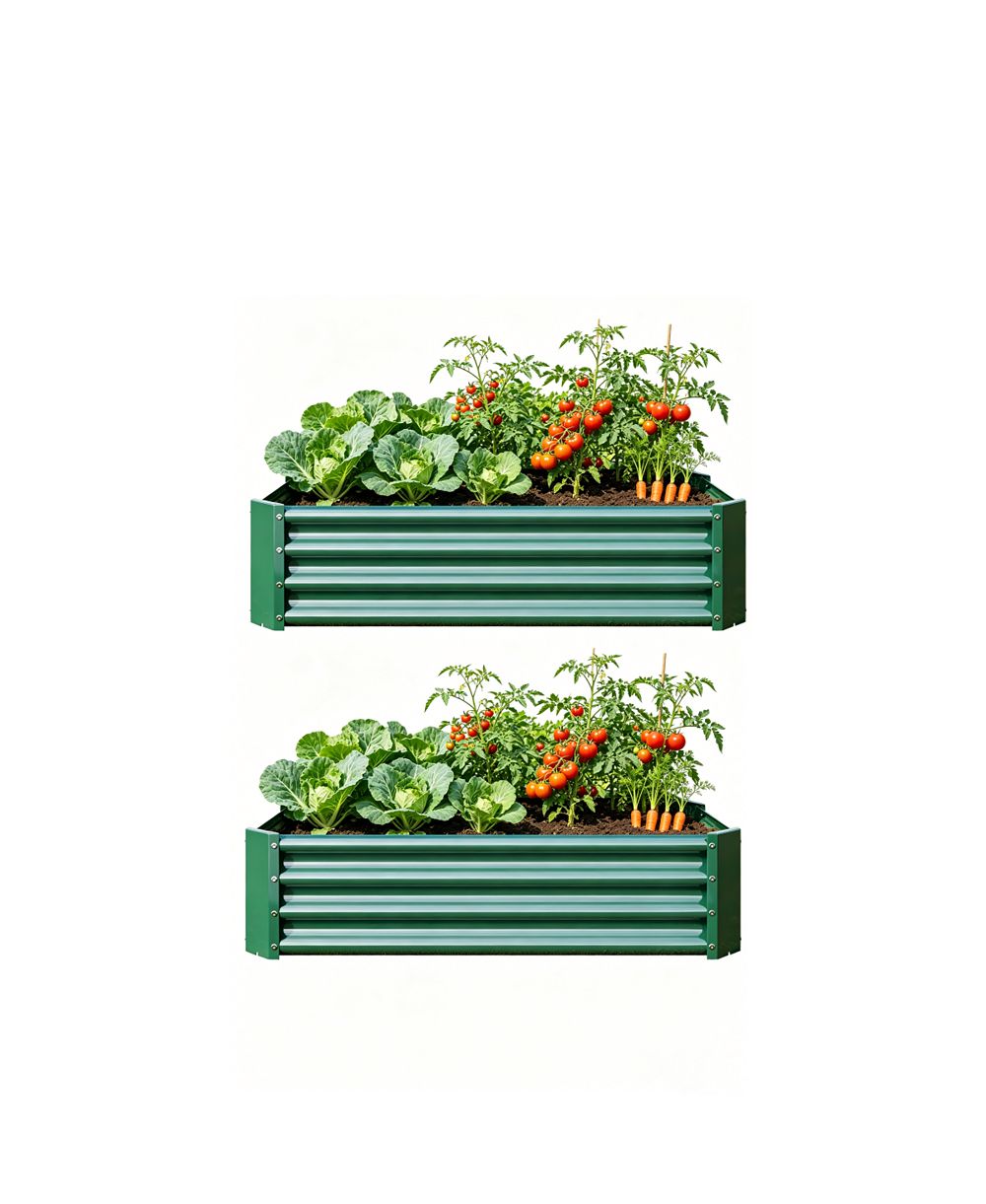 Металлическая приподнятая садовая грядка Streamdale Furniture 2PCS 4x2x1ft для цветов и овощей