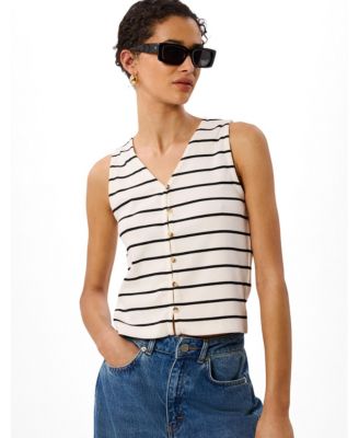 Whistles Women's Stripe Button Front Tank