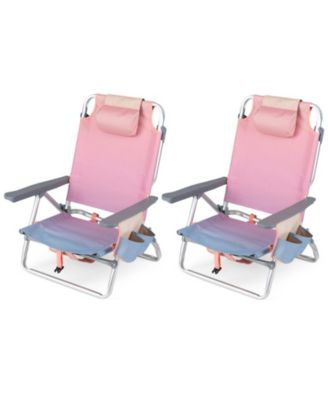 Складные пляжные кресла SUGIFT Set of 2 с подголовником и 5 положениями спинки