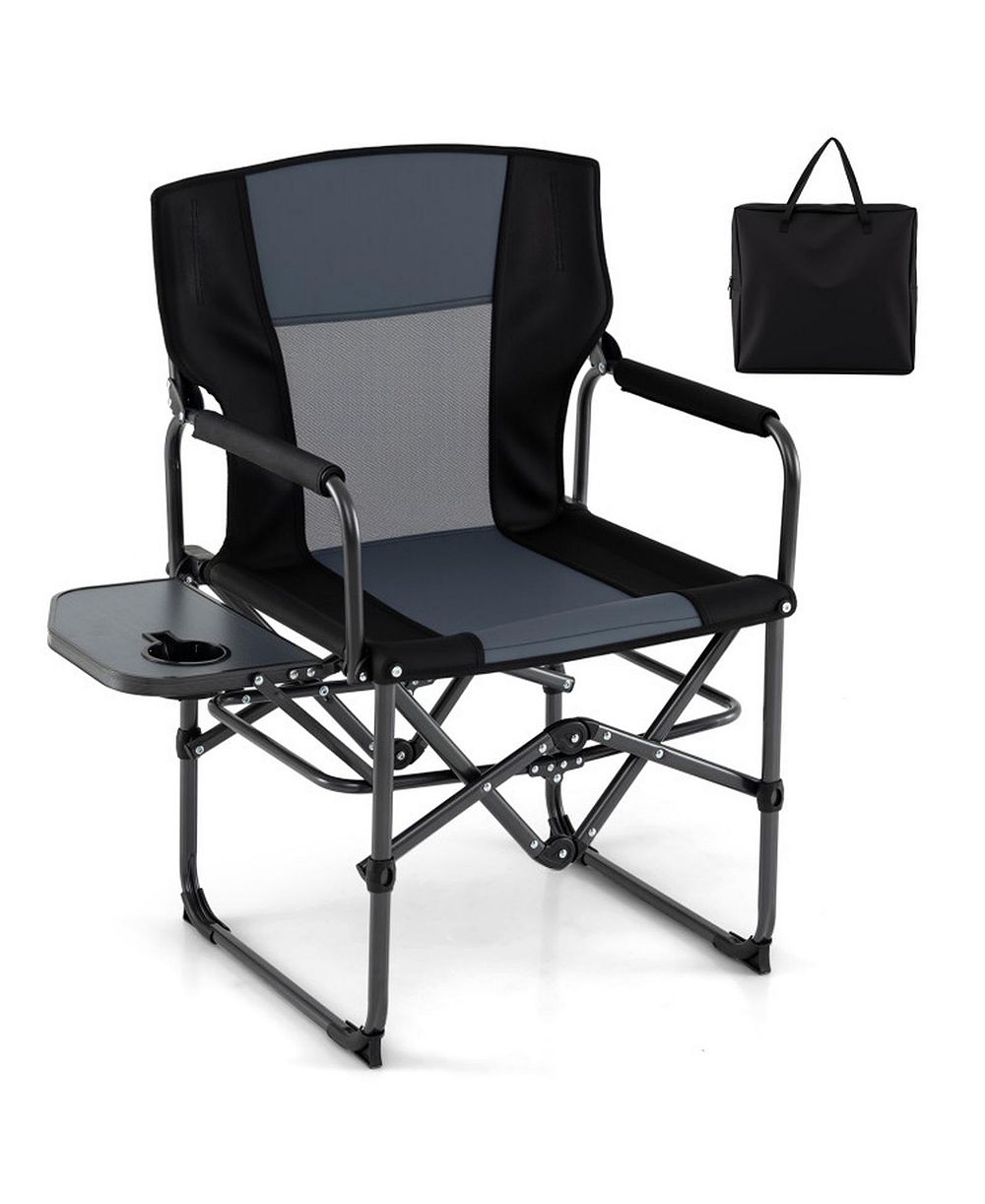 SUGIFT Folding Camping Chair with Flip-Up Side Table Cup Holder and Carrying Bag