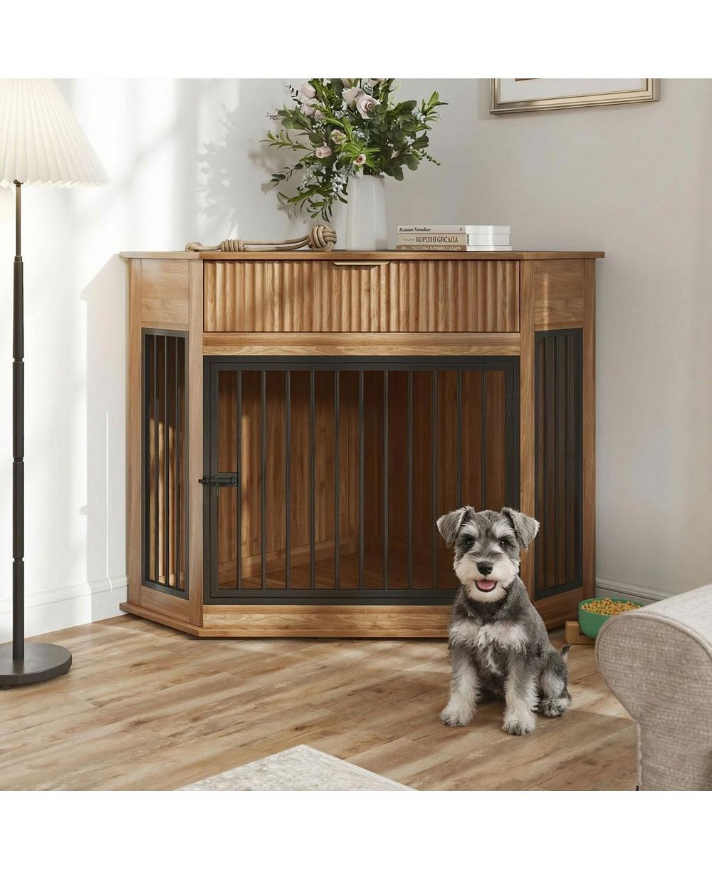 Угловая клетка для собак Streamdale Furniture 44.6'' из MDF с выдвижным ящиком для хранения