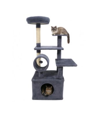 Gymax 48'' Tall Cat Tree With  Large Condo Padded Top Perch Jute Scratching Post Tunnel