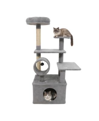 Gymax 48'' Tall Cat Tree With  Large Condo Padded Top Perch Jute Scratching Post Tunnel
