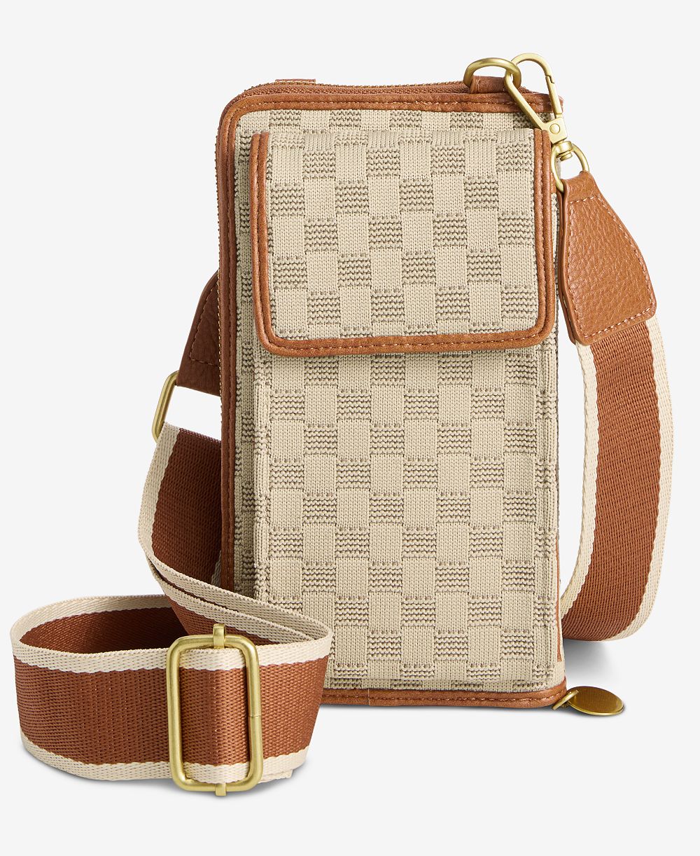 Style & Co Checkered Soft Knit Phone Crossbody, Macy's Exclusive