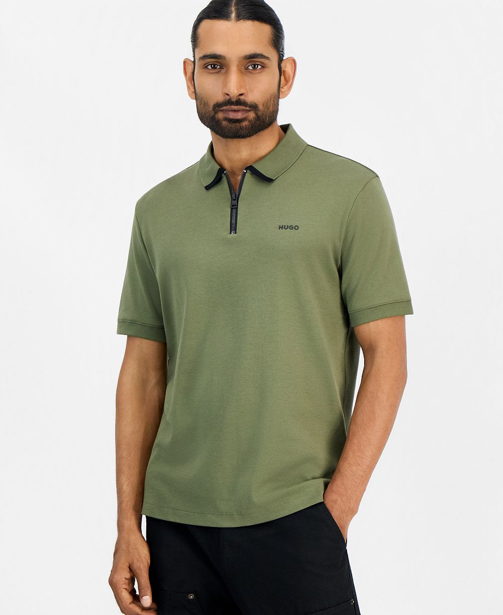 Мужская рубашка-поло HUGO by Hugo Boss Damolino Regular-Fit Quarter-Zip