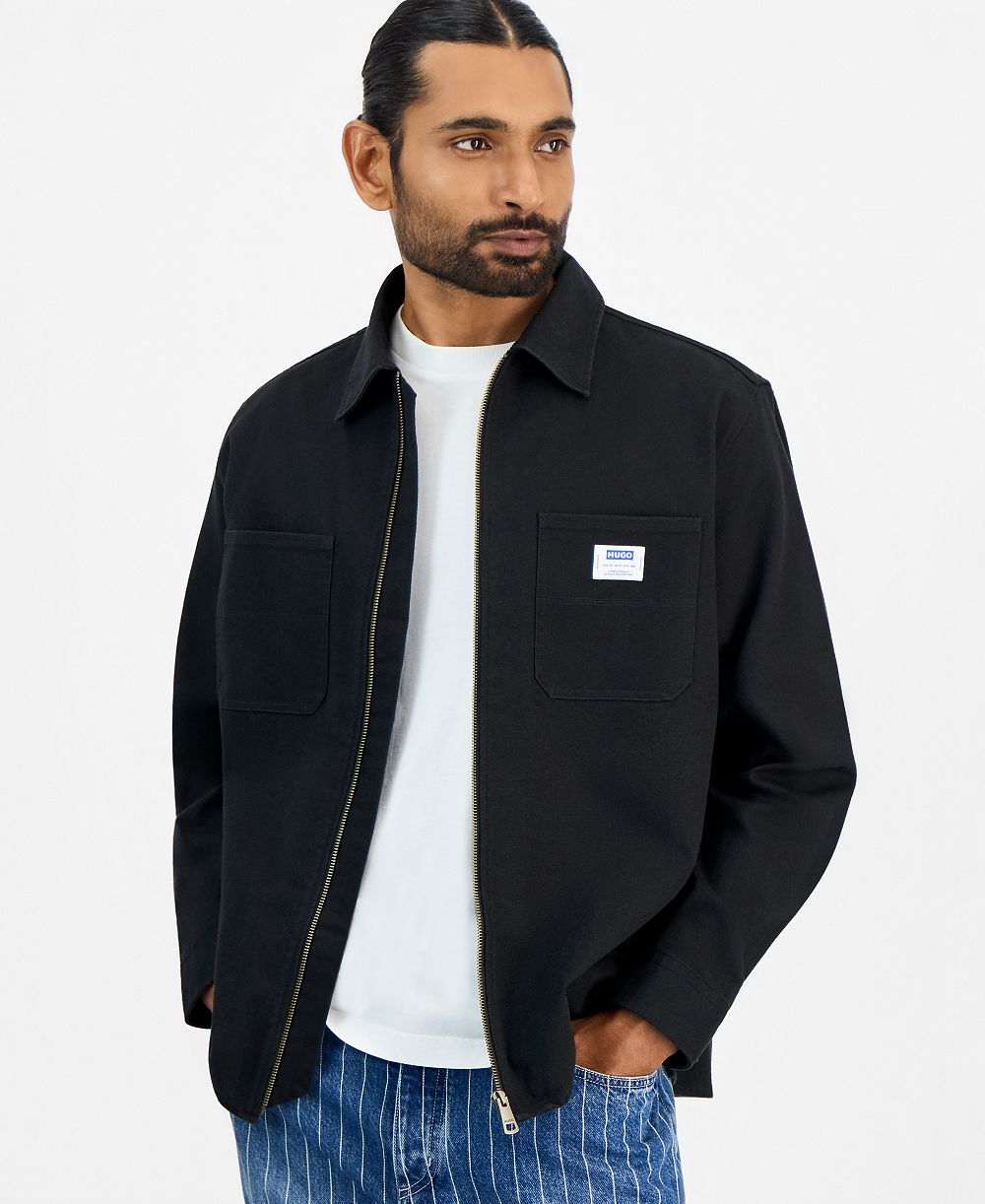 HUGO by Hugo Boss Men's Ekyzone Heavy Cotton Canvas Zip-Closure Shirt Jacket