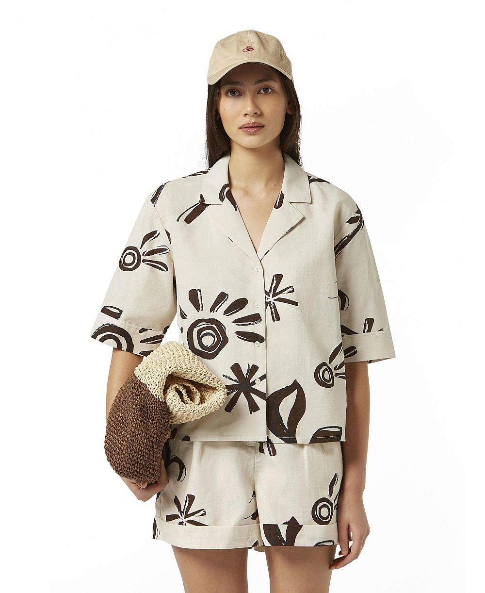 Женский топ SCOTCH & SODA Cotton Linen Printed Short Sleeve Top