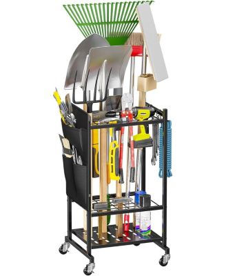 XDOVET Garden Tool Organizer Rolling Cart Tower Rack