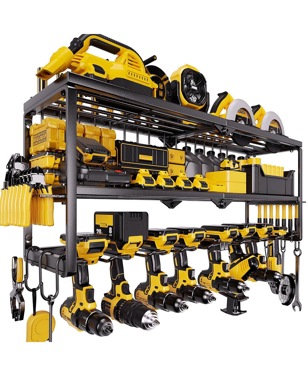 XDOVET Power Tool Organizer Wall Mount 3-Tier Drill Rack Charging Station