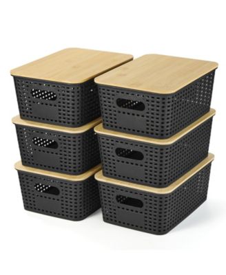 XDOVET Plastic Storage Bins With Lids Stackable Organizer Containers 6 Pack