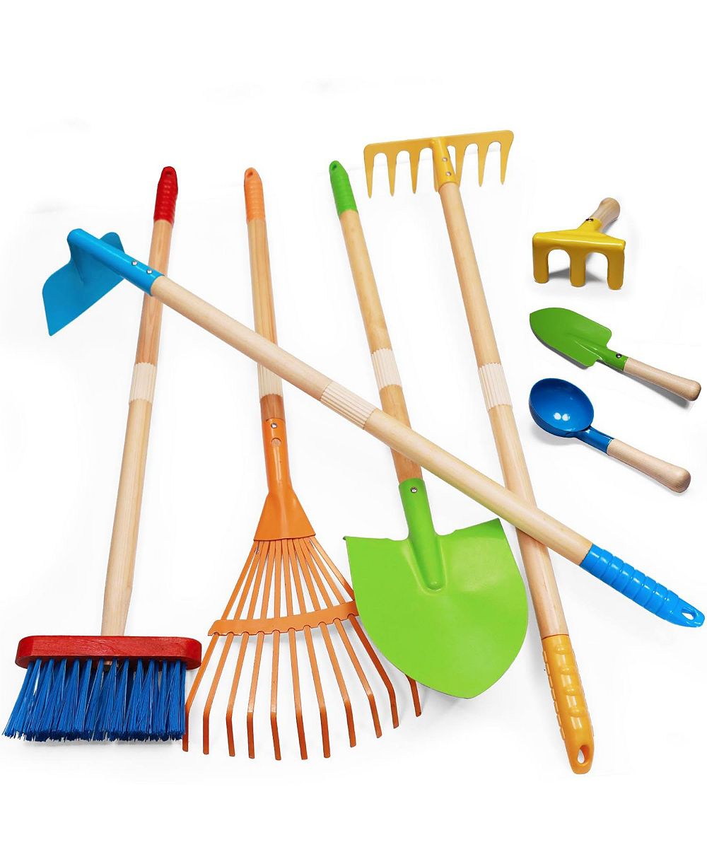 XDOVET Kids Gardening Tools Rake Shovel Set Outdoor Yard Digging Dirt Broom Camping Montessori Toys