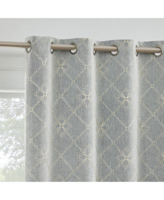 Sun Zero Adria Trellis Embroidered 100% Blackout Grommet Curtain Panel
