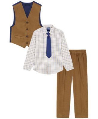 Nautica Boys' 4-20 Corduroy Long-Sleeve V-Neck Vest, Pants, Shirt and Tie, 4-Piece Set
